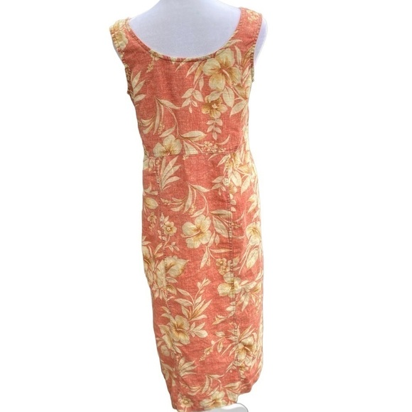 JESSICA Howard Petite Medium 100% Linen Sleeveless Maxi Dress w Button Coral - Picture 7 of 9